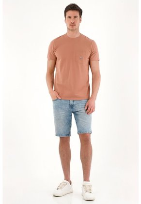 Tennis Camiseta Con Bolsillo Delantero Café Para Hombre