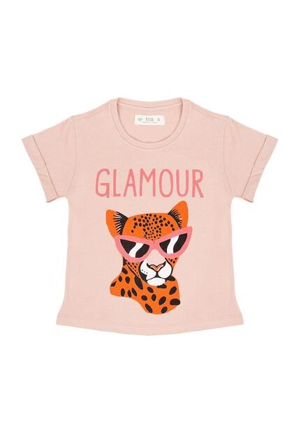 Camiseta Rosada Con Estampado De Leopardo Para Niña