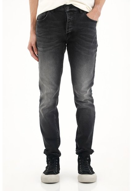 Tennis Jean Super Skinny Tiro Medio Negro Para Hombre