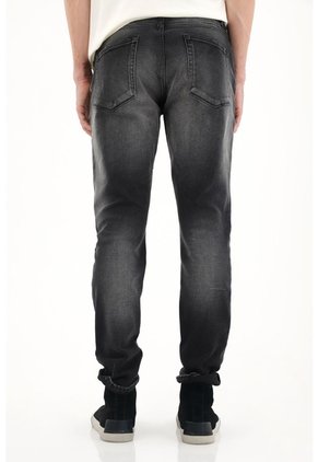 Tennis Jean Super Skinny Tiro Medio Negro Para Hombre