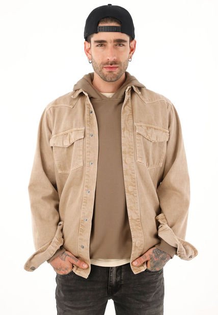 Camisa Crudo Con Estampado En Espalda Para Hombre