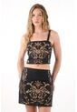 Tennis Camisa Crop De Tiras Bordada Negra Para Mujer de Tennis