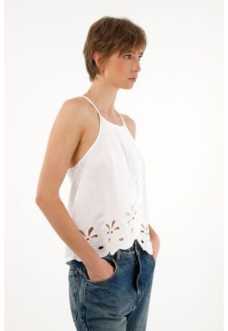 Tennis Camisa Cuello Halter Blanca Para Mujer Tennis