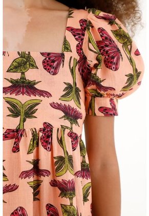 Vestido Corto Con Estampado De Mariposas Para Niña