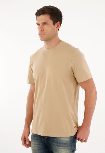 Camiseta Regular Fit Manga Corta Café Para Hombre