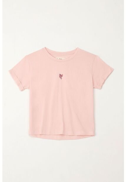 Camiseta Básica Estampada Rosada Para Niña