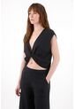 Tennis Camisa Amplia En Lino 100% Negra Para Mujer de Tennis