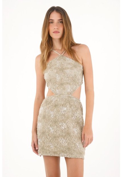 Tennis Vestido Corto Con Detalles De Brillo Verde Para Mujer