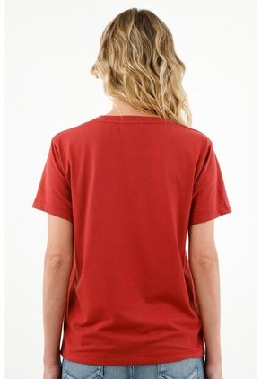 Camiseta Naranja Manga Corta Para Mujer
