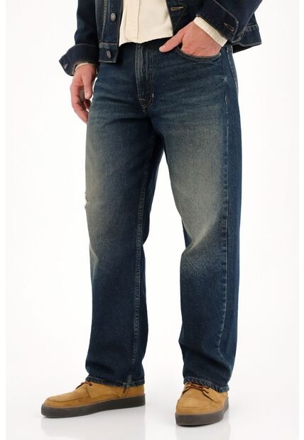 Tennis Jean Loose Con Roto Azul Oscuro Para Hombre