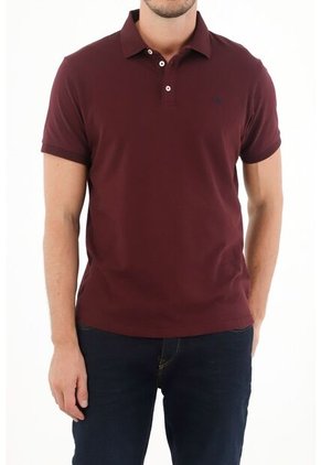 Polo Roja Cuello Tejido Para Hombre