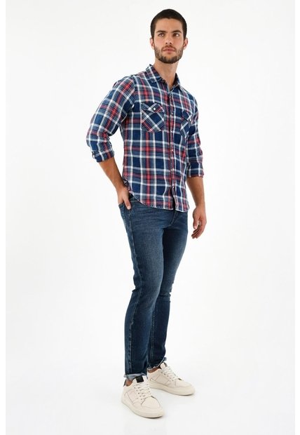 Camisa Tipo Leñadora Azul Para Hombre