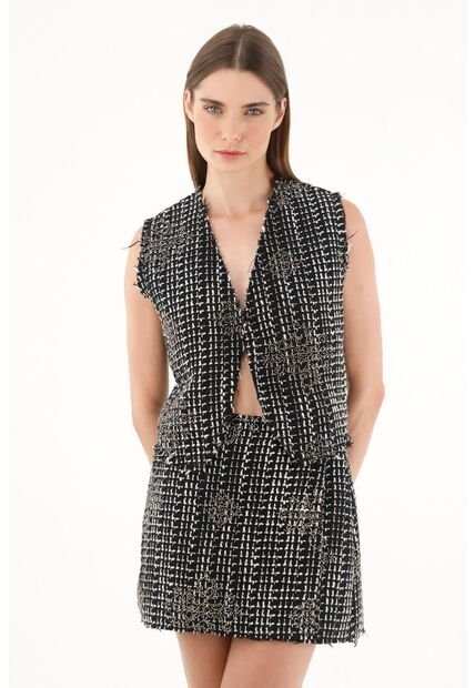 Tennis Chaleco Negro Tejido Para Mujer