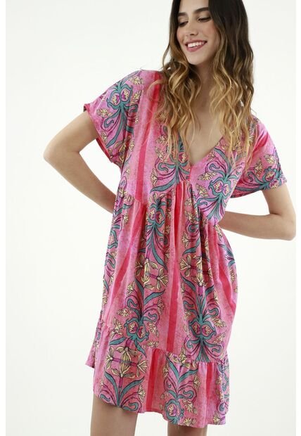 Vestido Rosado Estampado Floral Para Mujer