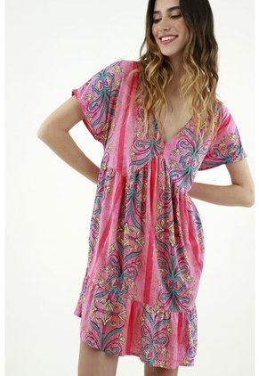 Vestido Rosado Estampado Floral Para Mujer