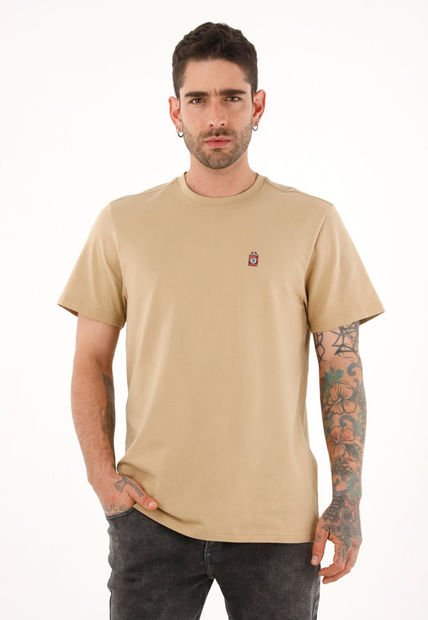 Camiseta Básica Con Estampado Café Para Hombre