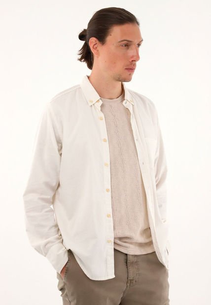 Camisa Crudo Con Bolsillos Delanteros Para Hombre