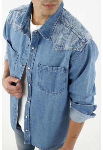 Camisa Tipo Denim Con Estampado Para Hombre Tennis