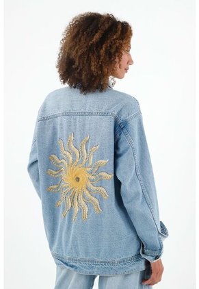 Tennis Chaqueta Azul Con Bordado En Espalda Para Mujer