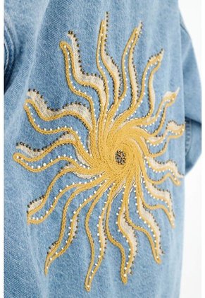 Tennis Chaqueta Azul Con Bordado En Espalda Para Mujer