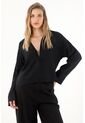Tennis Camisa Negra Manga Larga 100% Lino Para Mujer de Tennis