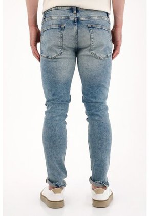 Tennis Jean Skinny Con Rotos Y Desgastes Azul Claro Para Hombre