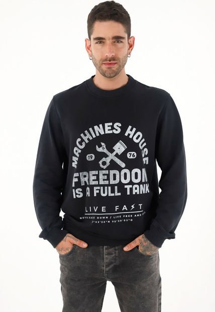 Buzo Negro Estampado Para Hombre
