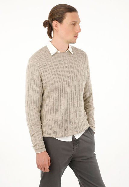 Buzo Gris Cuello Redondo Tejido Para Hombre