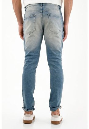 Tennis Jean Skinny Tiro Medio Con Desgastes Localizados Para Hombre