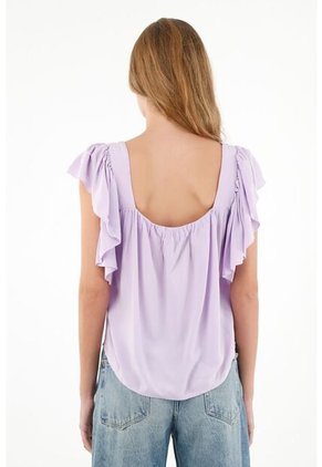 Tennis Camisa Morada De Escote Recto En Chalis Para Mujer