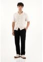 Tennis Pantalón Chino En 100% Lino Negro Para Hombre de Tennis