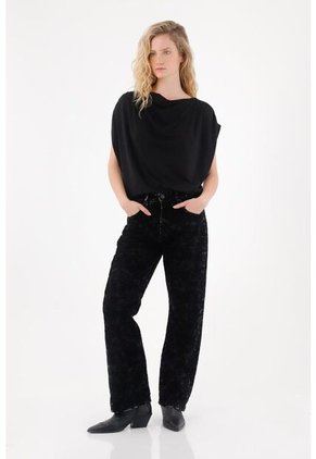 Tennis Camiseta Con Drappeado Negra Para Mujer