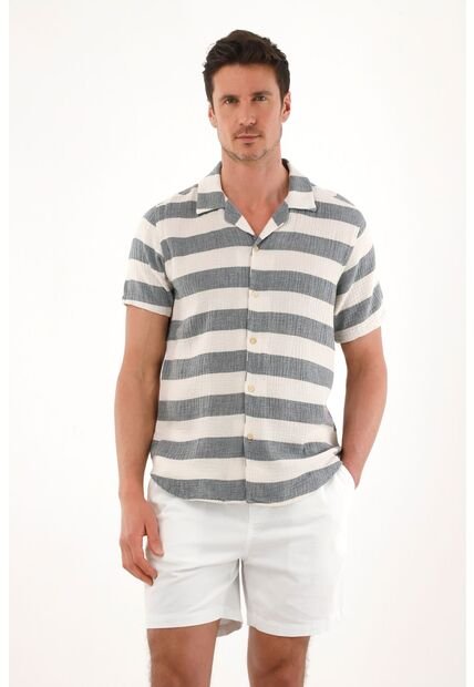 Tennis Camisa Tipo Bowling A Rayas Para Hombre