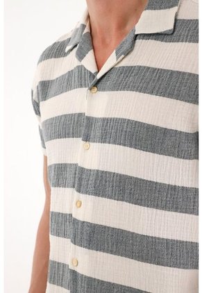 Tennis Camisa Tipo Bowling A Rayas Para Hombre