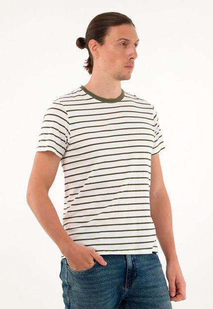 Camiseta Crudo A Rayas Para Hombre