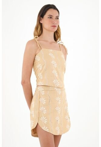 Falda Café Con Detalles Bordados Para Mujer Tennis