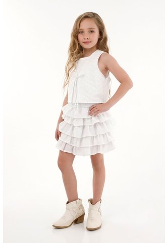 Chaleco En Ojalillo Blanco Para Niña Tennis