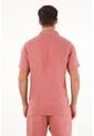 Camisa Manga Corta En 100% Lino Naranja Para Hombre de Tennis