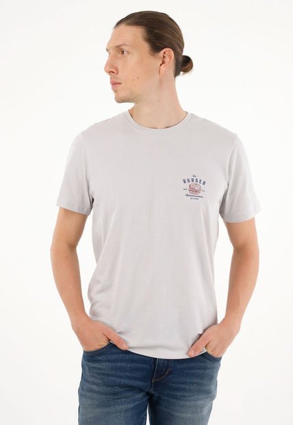 Camiseta Gris Estampada Para Hombre