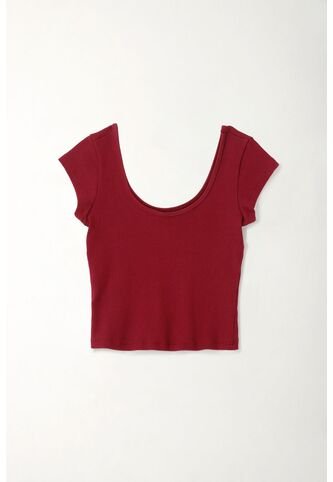 Tennis Camiseta En Rib Ajustada Roja Para Mujer Tennis