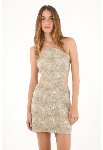 Tennis Vestido Corto Con Detalles De Brillo Verde Para Mujer