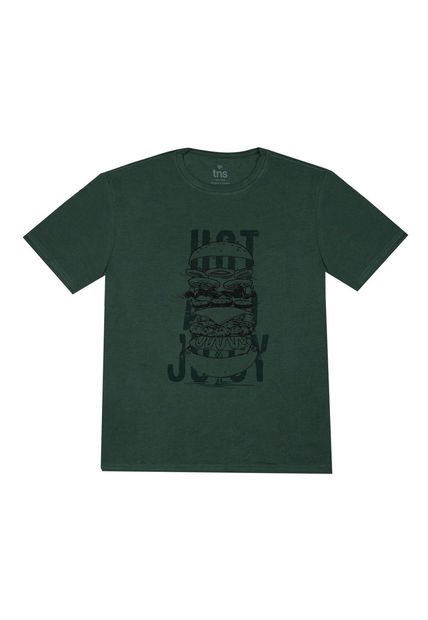 Camiseta Verde Con Estampado Frontal Para Hombre