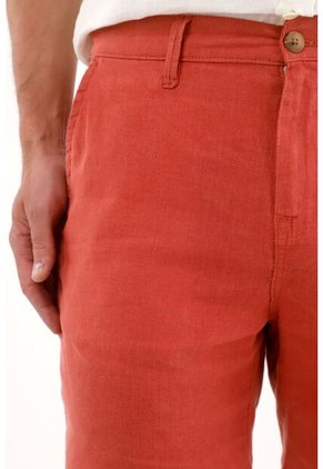 Tennis Bermuda En 100% Lino Naranja Para Hombre