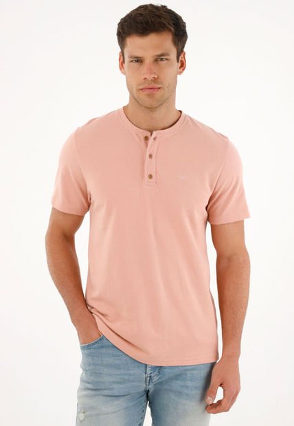 Camiseta Rosada Manga Corta Para Hombre