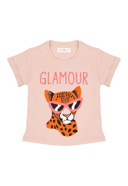 Camiseta Rosada Con Estampado De Leopardo Para Niña