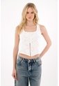 Camisa Tipo Chaleco En Tela Texturizada Crudo Para Mujer de Tennis