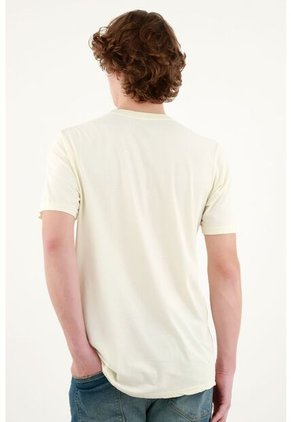 Camiseta Con Bolsillo De Parche Crudo Para Hombre