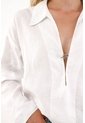 Tennis Camisa Blanca Manga Larga Con Escote 100% Lino Para Mujer de Tennis