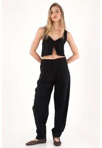 Tennis Pantalón Chino En 100% Lino Negro Para Mujer Tennis