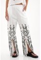 Tennis Pantalón Recto Con Efecto Bordado Blanco Para Mujer de Tennis